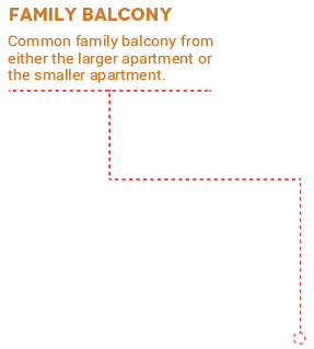 flats with common family balcony